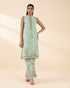 Unstitched Women's Blue Cotton Jacquard Shirt Trousers